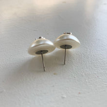 Load image into Gallery viewer, Silver Large CC Pearl Stud Earrings