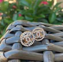 Load image into Gallery viewer, “Crystal” Round Gold Stud Earrings