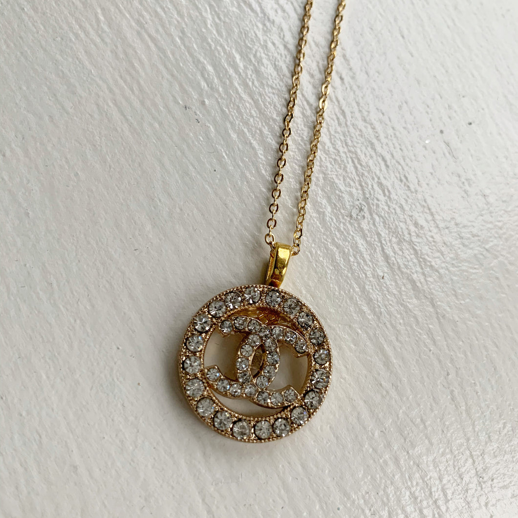 Gold Crystal Round Necklace